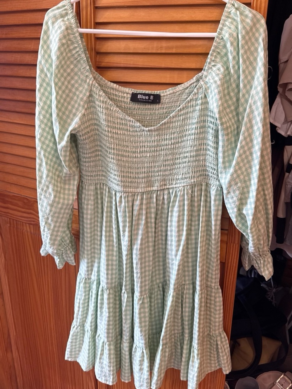 Blue B Mint Gingham Long Sleeve Dress